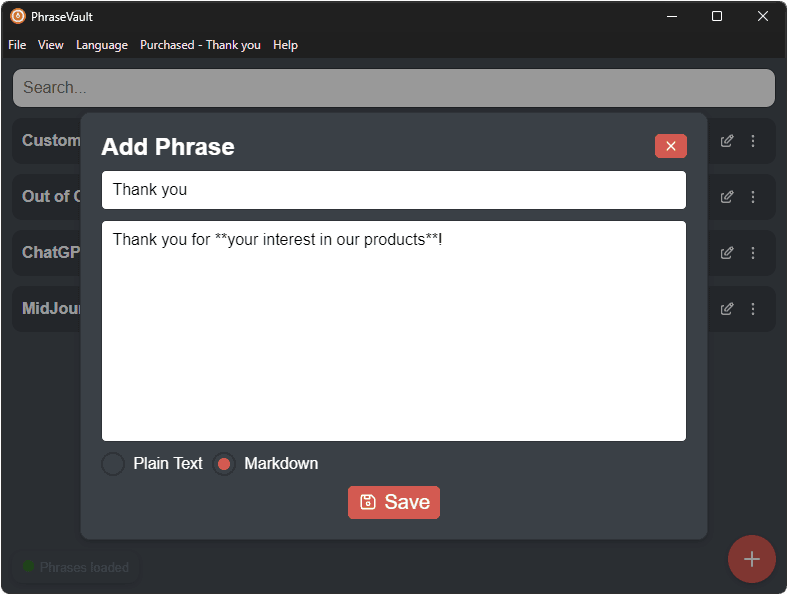 Modifica delle Voci in PhraseVault